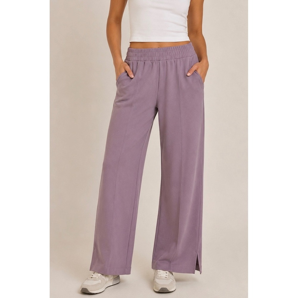 Old Navy Active Dynamic Fleece Wide Leg Pants High Rise Mauve L